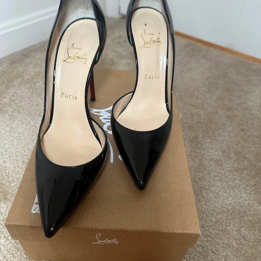 Christian Louboutin Iriza 100mm Black Patent - SIZE 38 - Picture 2 of 8